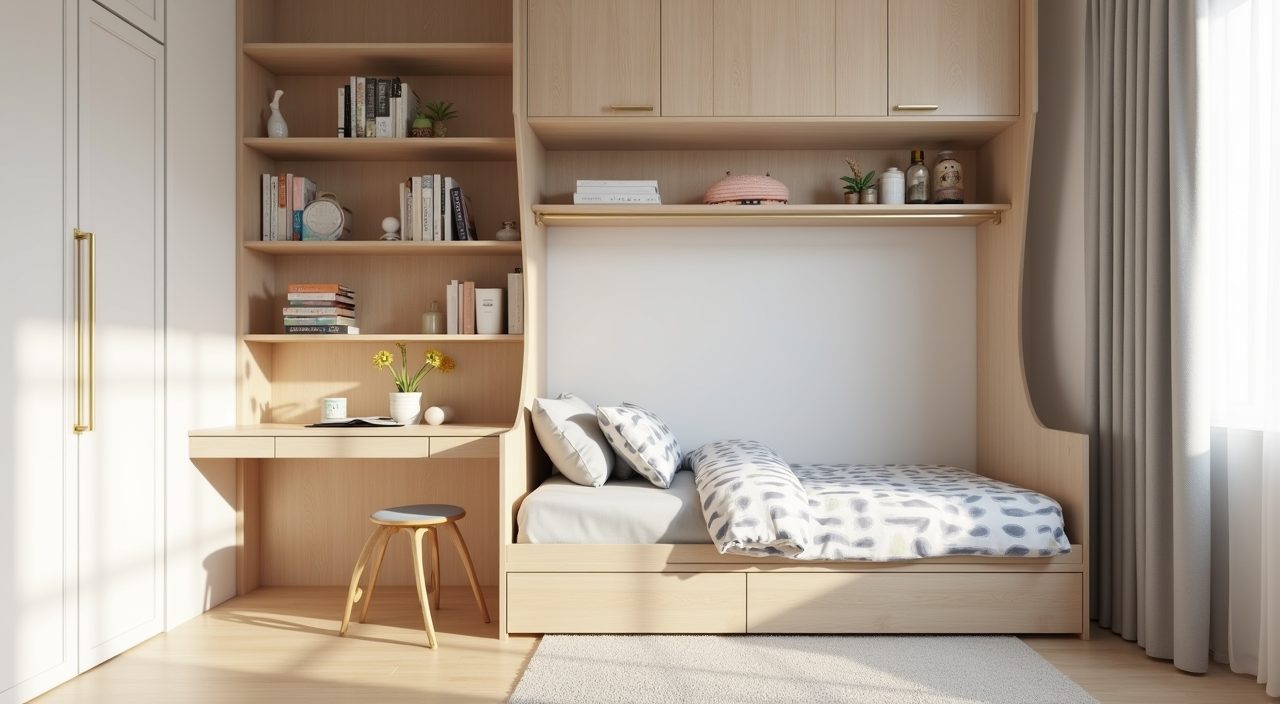 Contemporary Singapore BTO kids bedroom with adjustable shelving and neutral carpentry designed to grow with the child