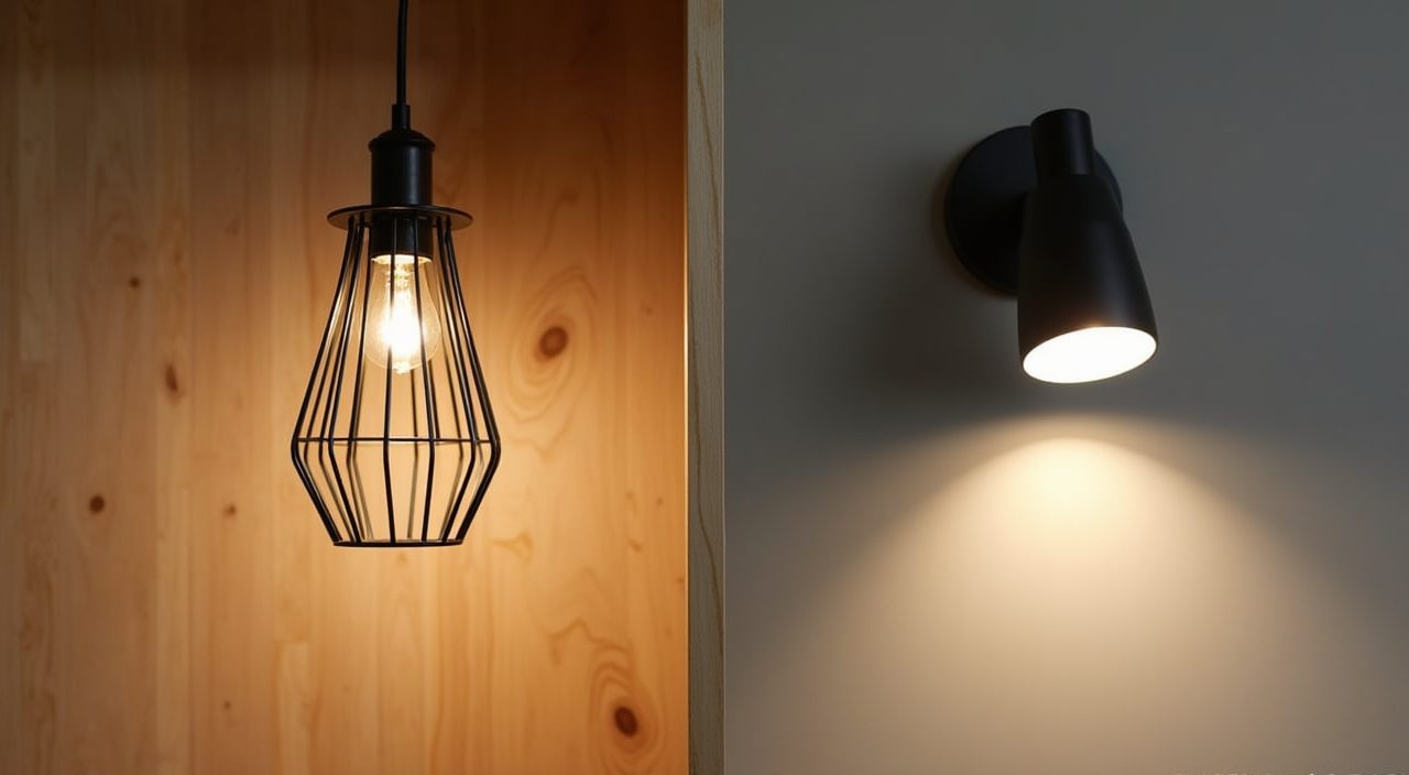 Layered industrial lighting in Singapore kids room with black cage pendant and adjustable wall lamp