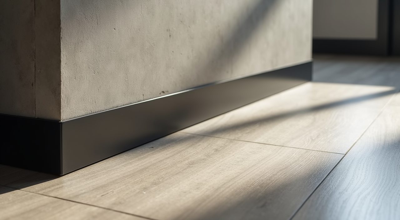 Sealed microcement wall meeting weathered-concrete SPC flooring in a humidity-safe industrial Singapore bedroom
