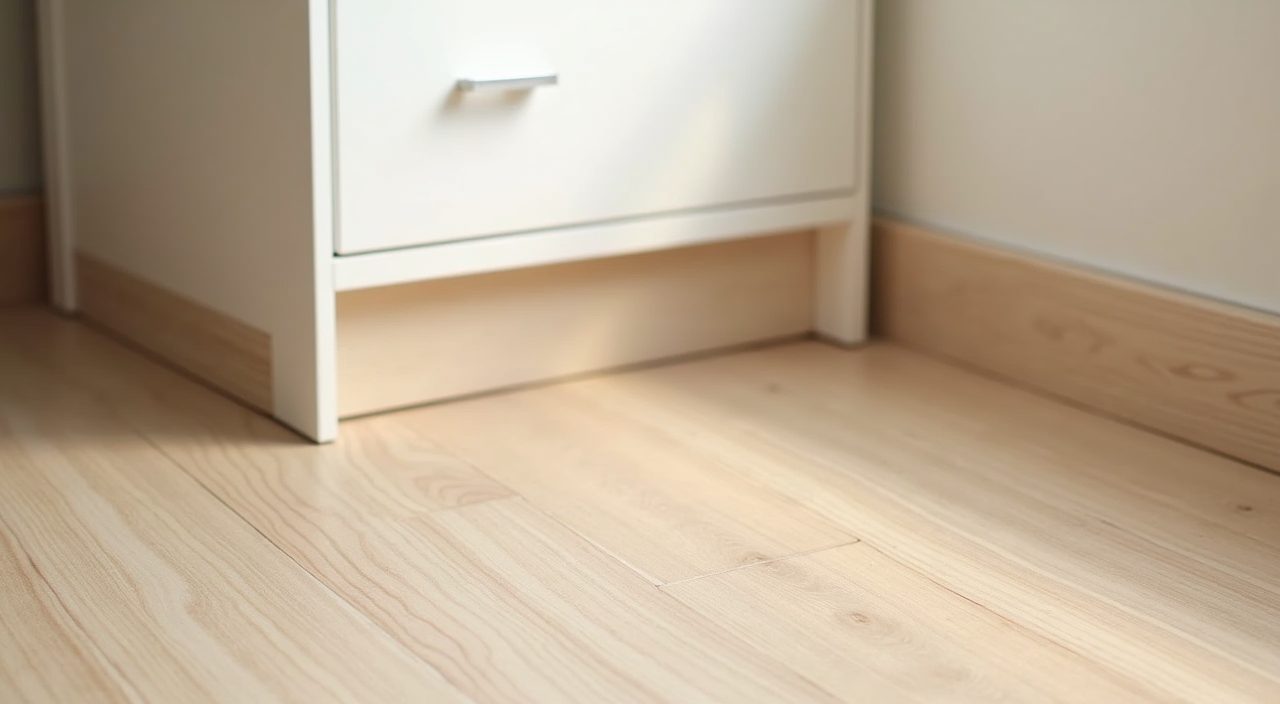 Pale oak SPC vinyl plank flooring and rounded laminate base in a Japandi kids room Singapore