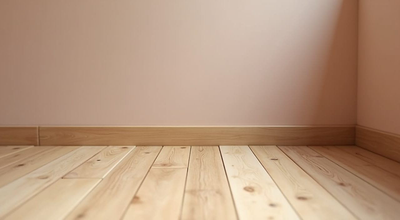 Close up of engineered timber flooring and washable wall finish in a contemporary kids room