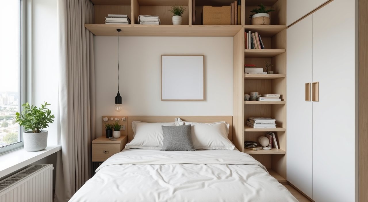 Minimalist Singapore kids room reading nook corner with single art print and neutral built-ins