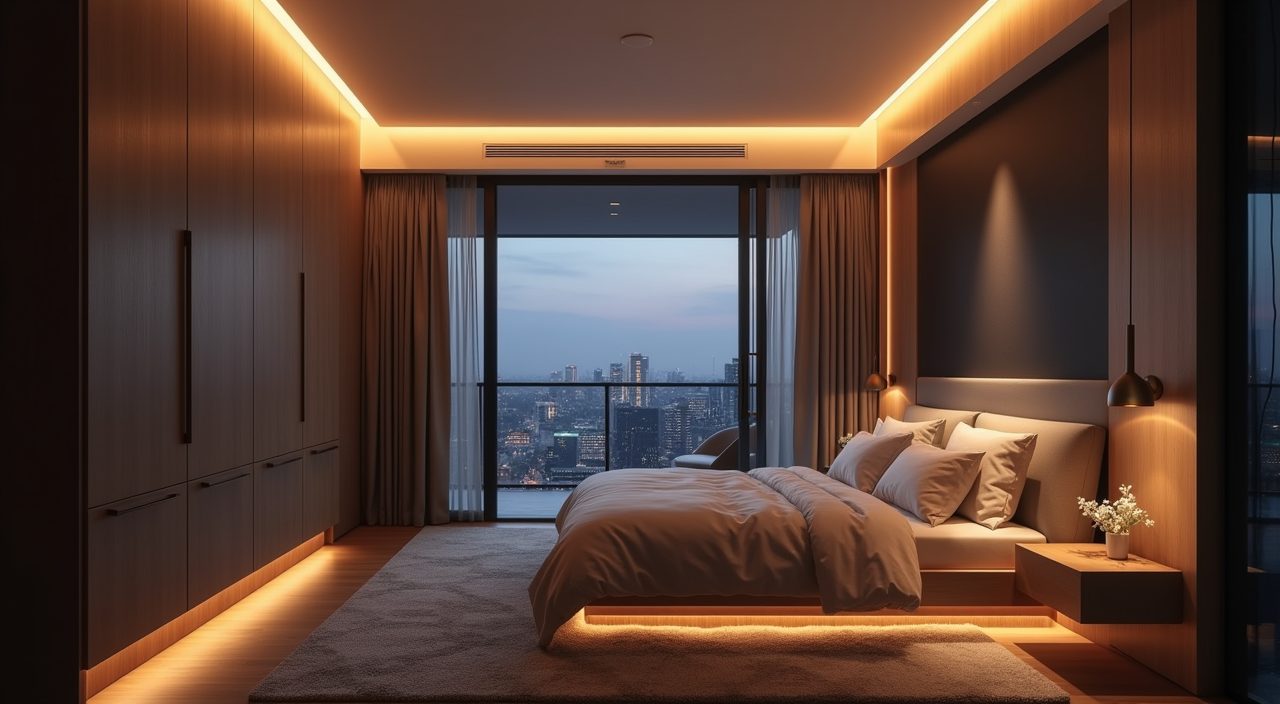 Layered ambient task and accent lighting in a modern luxury Singapore kids room