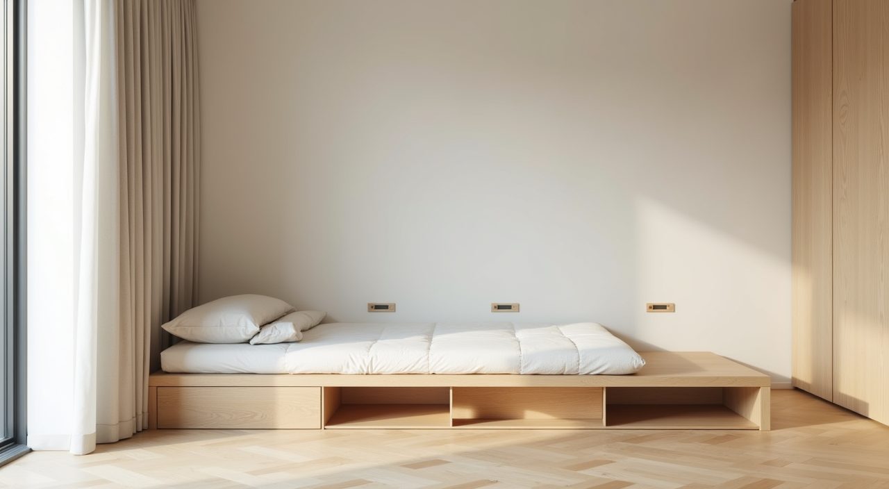 Muji Japanese kids room in a Singapore condo with a low child-height platform bed and floor-level shelf