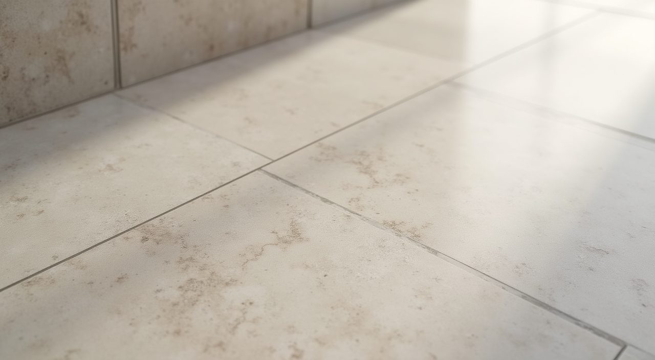 Close-up of large-format honed porcelain tiles with minimal grout in a contemporary Singapore bathroom