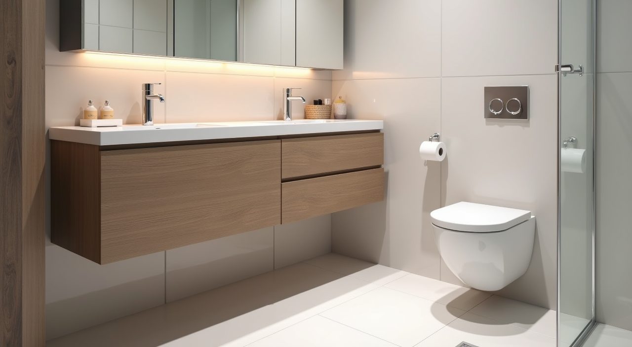 Wall-hung vanity and concealed-cistern toilet with open floor in a contemporary Singapore resale flat bathroom