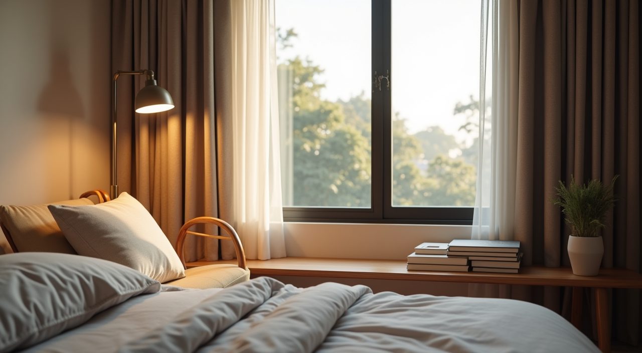 Cozy window reading nook corner in a contemporary Singapore resale flat bedroom