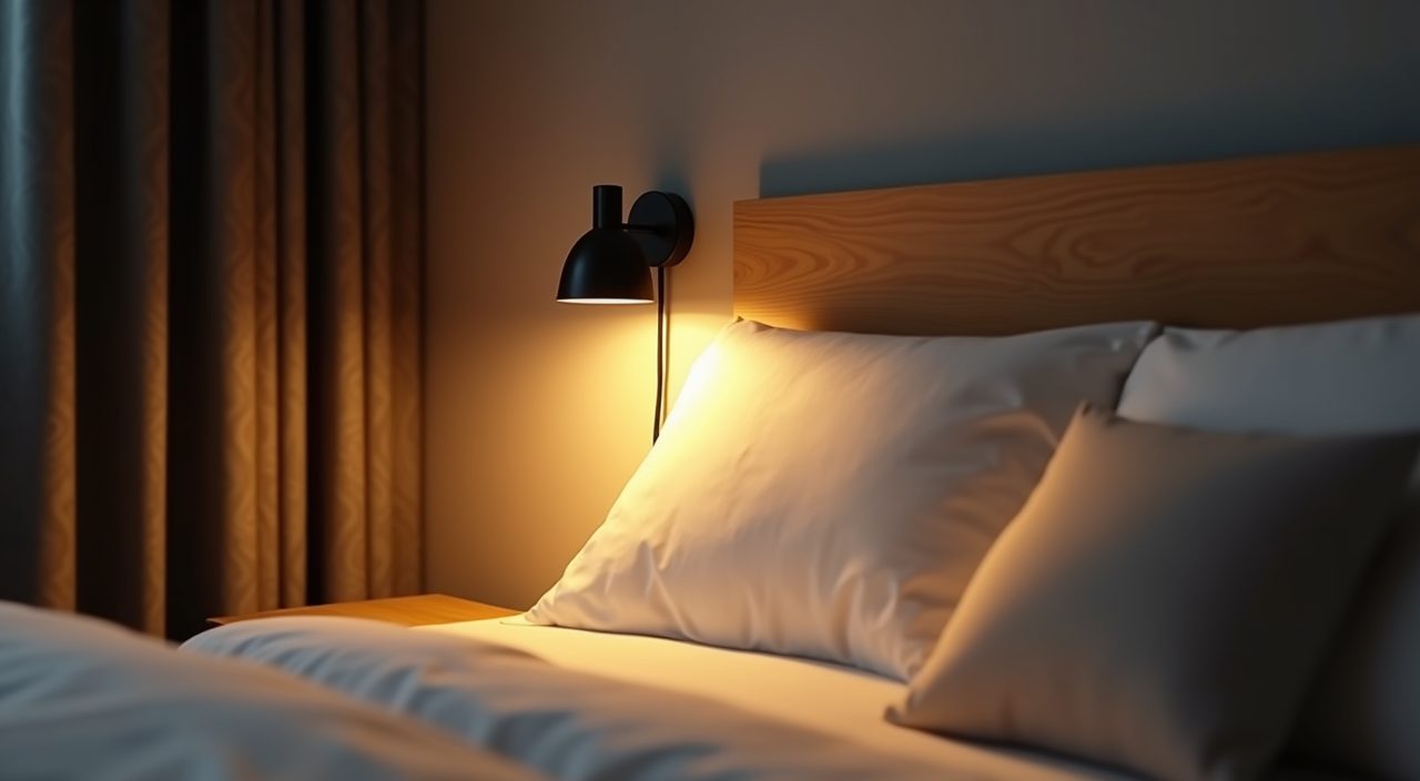 Layered warm bedroom lighting with a wall mounted reading light in a Singapore resale flat bedroom