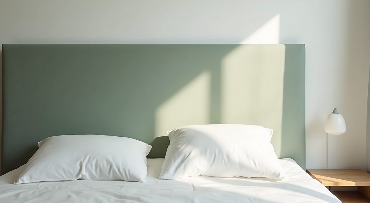 Muted sage accent headboard wall detail in a contemporary Singapore resale flat bedroom