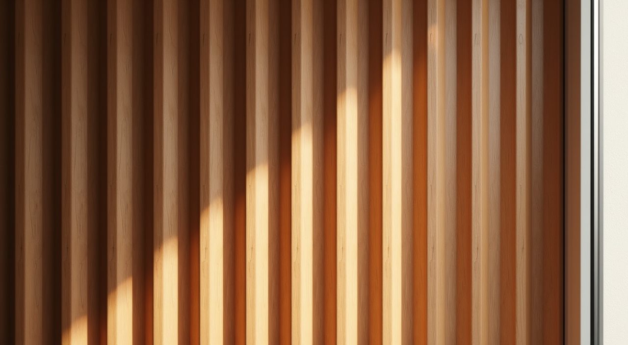 Close up of a fluted warm wood feature wall detail in a Singapore resale flat dining area
