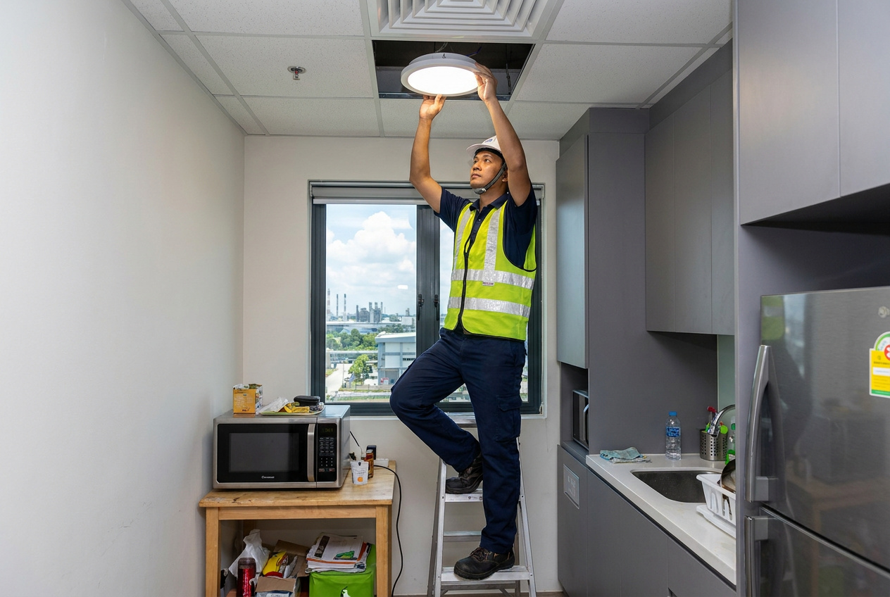 LED Light Replacement at Pantry for a Commercial Office in Tuas
